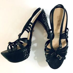 L.A.M.B. Black Studded Platform Heels